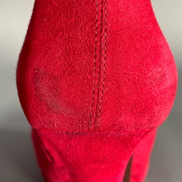 ALEXANDER MCQUEEN Size 8 Red Suede Platform Ankle Boots - Picture 11 of 13